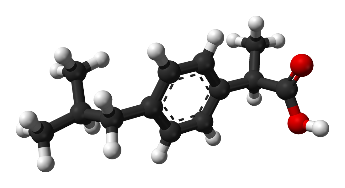 Modele 3D de la molecule d'ibuprofene
